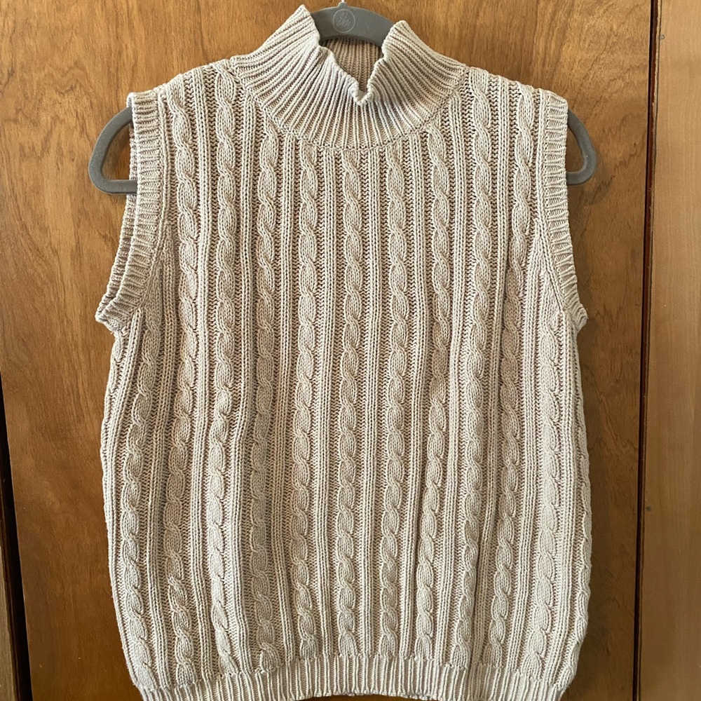 Cabin Creek Beige Cable Knit Vest
